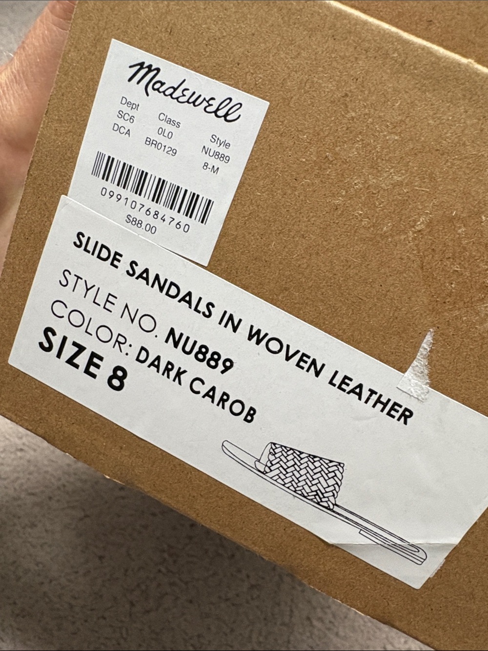 NEW Madewell Caro Leather Slide Sandals - Dark Brown - Picture 4 of 4
